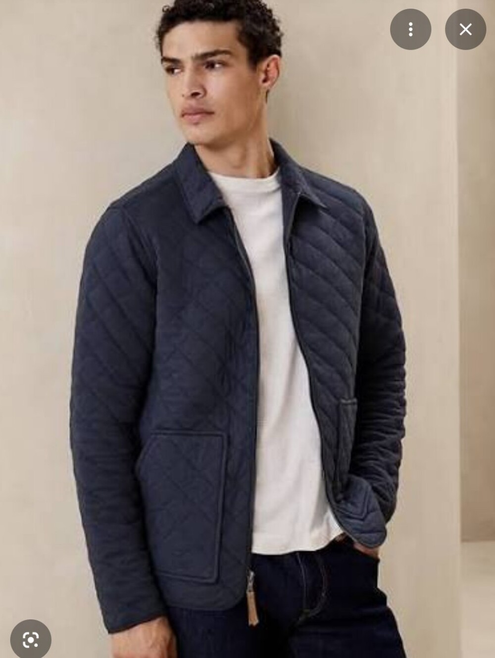 Banana Republic Quilted Navy Lightweight Zip Jacket